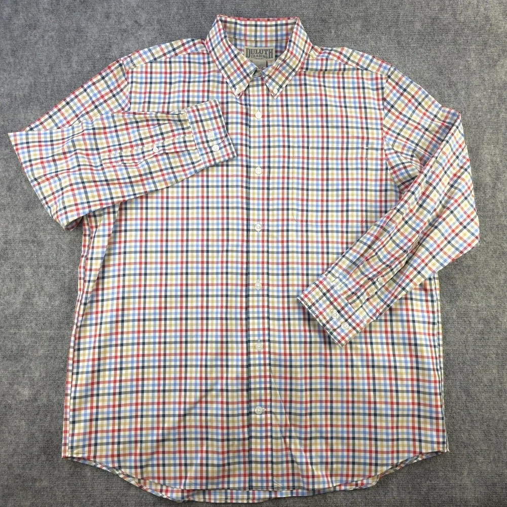 Duluth Shirt Large Long Sleeve Button Down Multicolor Plaid‎ Cotton Pocket